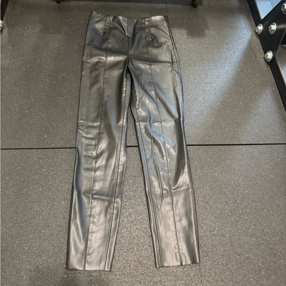 Zara Faux Leather Black Skinny Ankle Pants S